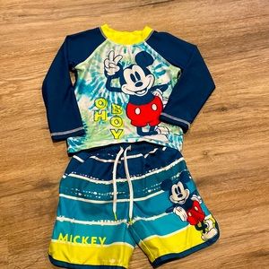 *BOGO Sale* Disney Jr Mickey Mouse Swim Trunks and Rash Guard